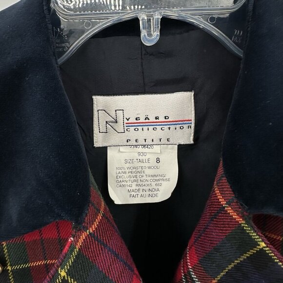 vintage 90s PLAID CROPPED JACKET blazer double breasted 100% wool tweed 8 - Picture 8 of 8